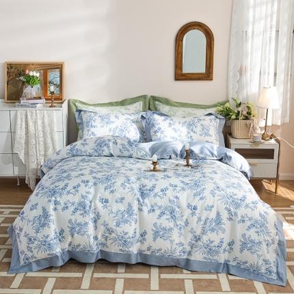 91家纺网 家纺一手货源 找家纺 （总）安莱 2022新款100支长绒棉数码印花四件套-花屿