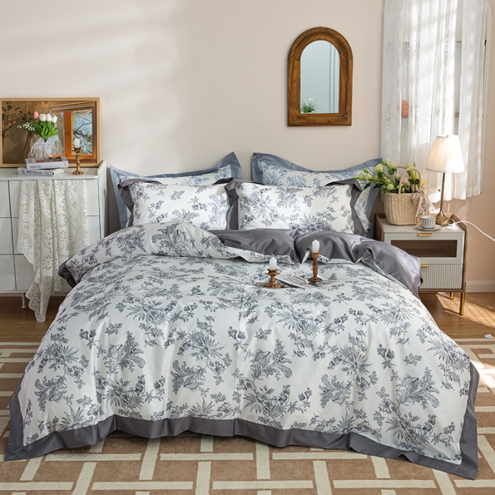 91家纺网 家纺一手货源 找家纺 （总）安莱 2022新款100支长绒棉数码印花四件套-花屿