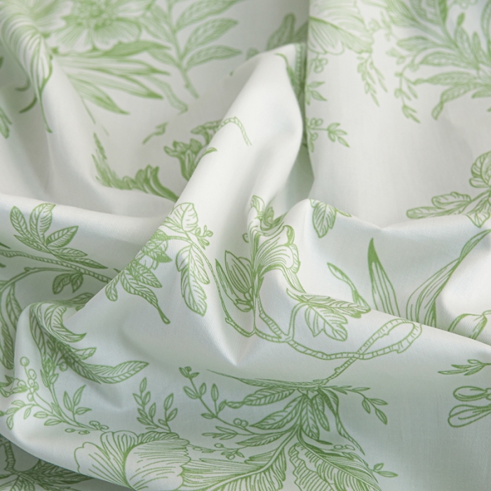 91家纺网 家纺一手货源 找家纺 安莱 2022新款100支长绒棉数码印花四件套-花屿 鳄梨绿