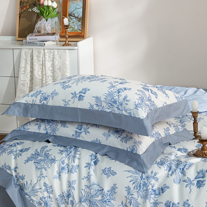 91家纺网 家纺一手货源 找家纺 安莱 2022新款100支长绒棉数码印花四件套-花屿 青花瓷