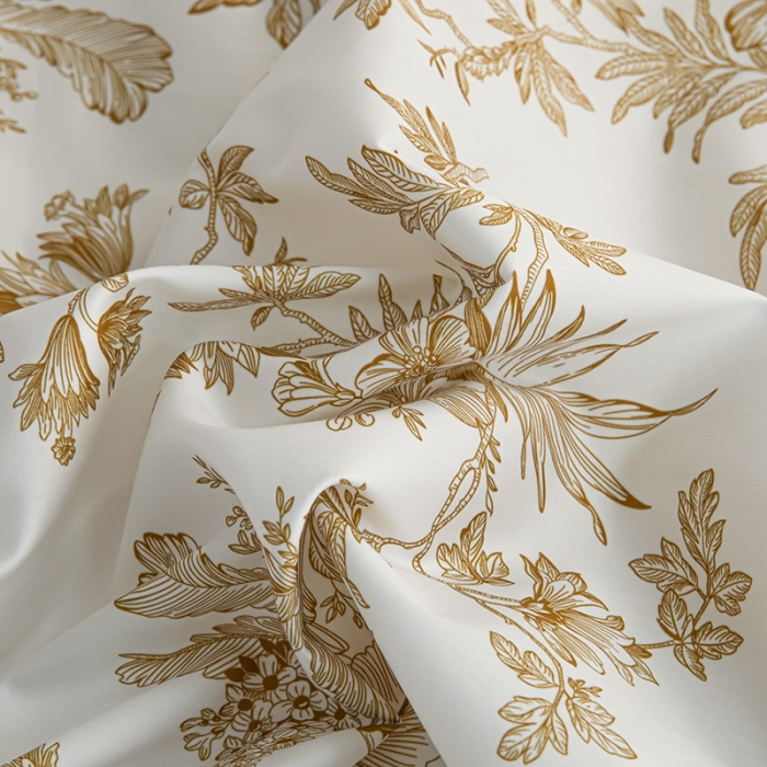 91家纺网 家纺一手货源 找家纺 安莱 2022新款100支长绒棉数码印花四件套-花屿 香槟金