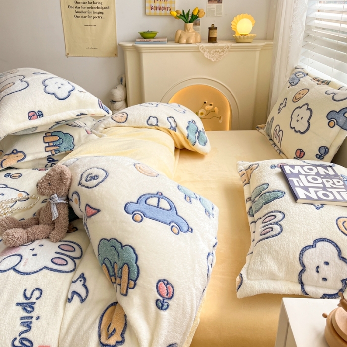 91家纺网 家纺一手货源 找家纺 （总）慕尚2022新款5D牛奶绒法莱绒雪花绒四件套