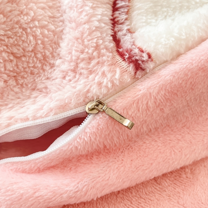 91家纺网 家纺一手货源 找家纺 慕尚2022新款5D牛奶绒法莱绒雪花绒四件套 花花小兔