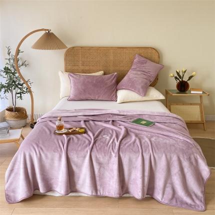 2025新款320g金貂绒亲肤盖毯加厚纯色珊瑚绒素色法兰绒毯子外贸高端款豆沙