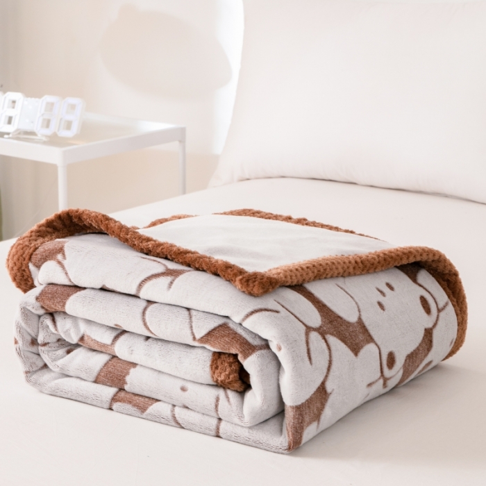 91家纺网 家纺一手货源 找家纺 来菲毛毯 2025新款背印剪花牛奶绒毛毯加厚双层毯子不掉毛高端毯子狗兔熊
