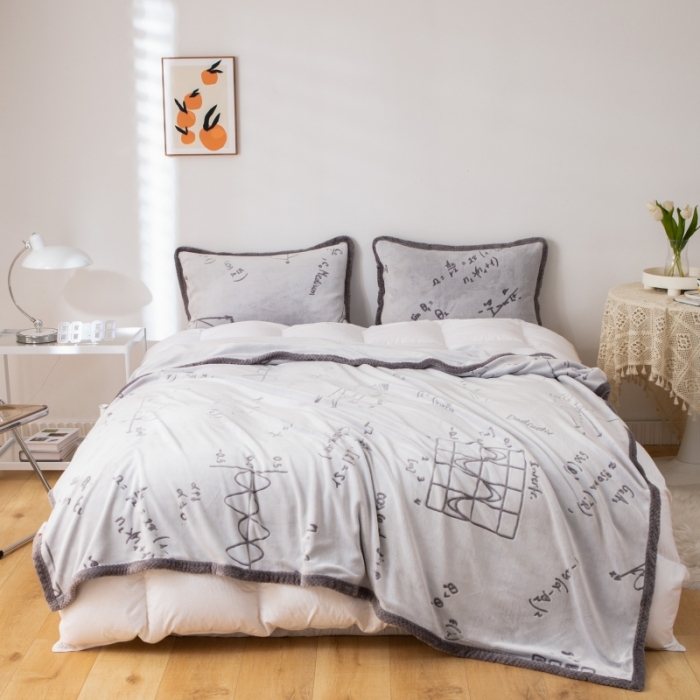 91家纺网 家纺一手货源 找家纺 来菲毛毯 2025新款背印剪花牛奶绒毛毯加厚双层毯子不掉毛高端毯子灰公式