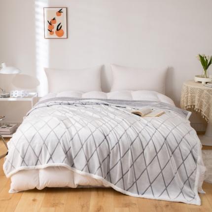 来菲毛毯 2025新款背印剪花牛奶绒毛毯加厚毯子不掉毛高端毯子菱形格