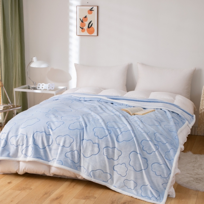 91家纺网 家纺一手货源 找家纺 来菲毛毯 2025新款背印剪花牛奶绒毛毯加厚毯子不掉毛高端毯子云朵