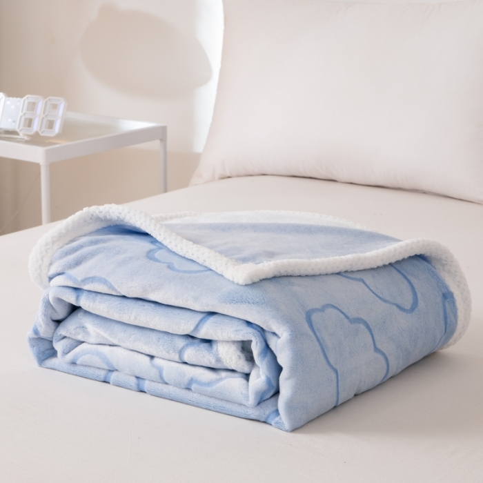 91家纺网 家纺一手货源 找家纺 来菲毛毯 2025新款背印剪花牛奶绒毛毯加厚毯子不掉毛高端毯子云朵