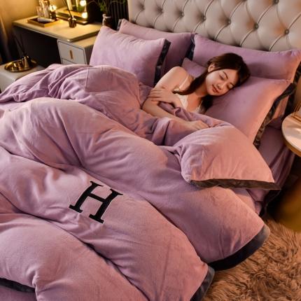 91家纺网 家纺一手货源 找家纺 （总）简爱家纺2025款高克重牛奶绒拼角工艺四件套