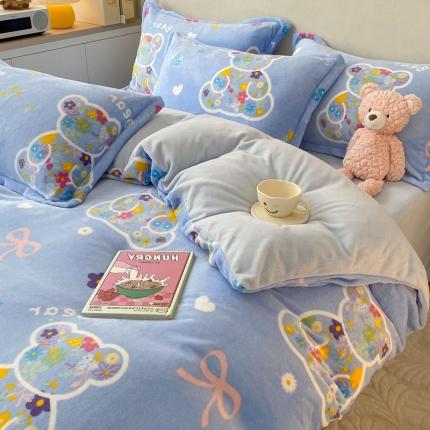 91家纺网 家纺一手货源 找家纺 （总）川悦生活 2022直播供货高克重小清新牛奶绒印花四件套