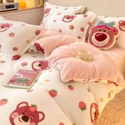 91家纺网 家纺一手货源 找家纺 （总）川悦生活 2022直播供货高克重小清新牛奶绒印花四件套