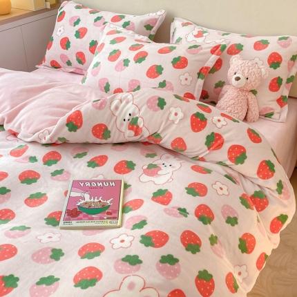 91家纺网 家纺一手货源 找家纺 （总）川悦生活 2022直播供货高克重小清新牛奶绒印花四件套