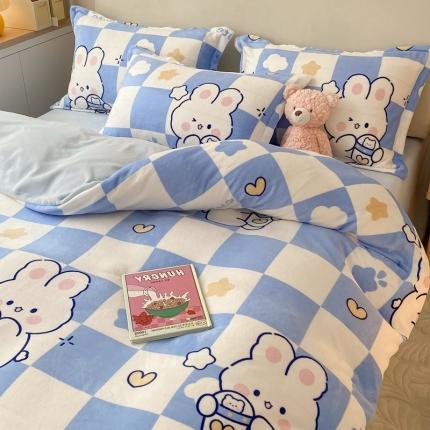 91家纺网 家纺一手货源 找家纺 （总）川悦生活 2022直播供货高克重小清新牛奶绒印花四件套