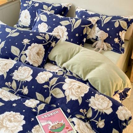 91家纺网 家纺一手货源 找家纺 （总）川悦生活 2022直播供货高克重小清新牛奶绒印花四件套