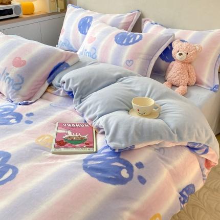 91家纺网 家纺一手货源 找家纺 （总）川悦生活 2022直播供货高克重小清新牛奶绒印花四件套