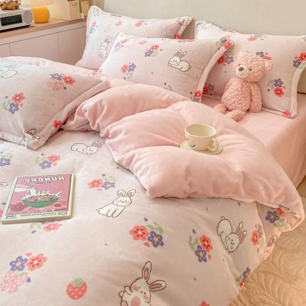 91家纺网 家纺一手货源 找家纺 （总）川悦生活 2022直播供货高克重小清新牛奶绒印花四件套