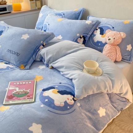 91家纺网 家纺一手货源 找家纺 （总）川悦生活 2022直播供货高克重小清新牛奶绒印花四件套