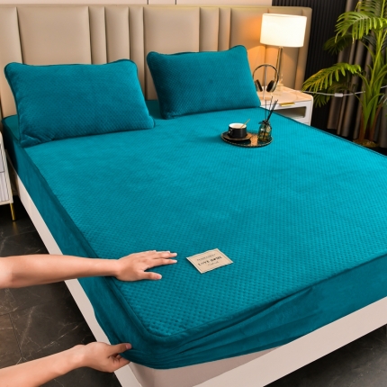 法澳 2024新款牛奶绒夹棉床笠可搭配被套 宾利蓝