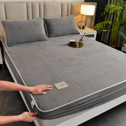 法澳 2024新款牛奶绒夹棉床笠可搭配被套 深灰