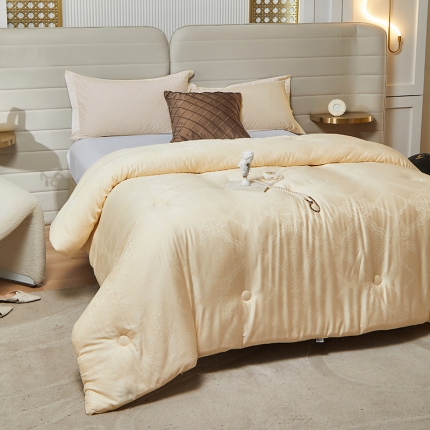 91家纺网 家纺一手货源 找家纺 （59%大豆）A类木本提花59大豆蛋白纤维被大豆异黄酮冬被 豆槿-黄色