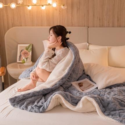 简爱 2025塔芙绒纯色羊羔绒多功能毛毯被套休闲毯 菱形茉格-绅士灰