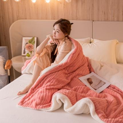 简爱 2025塔芙绒纯色羊羔绒多功能毛毯被套休闲毯 水漾纹-樱花粉