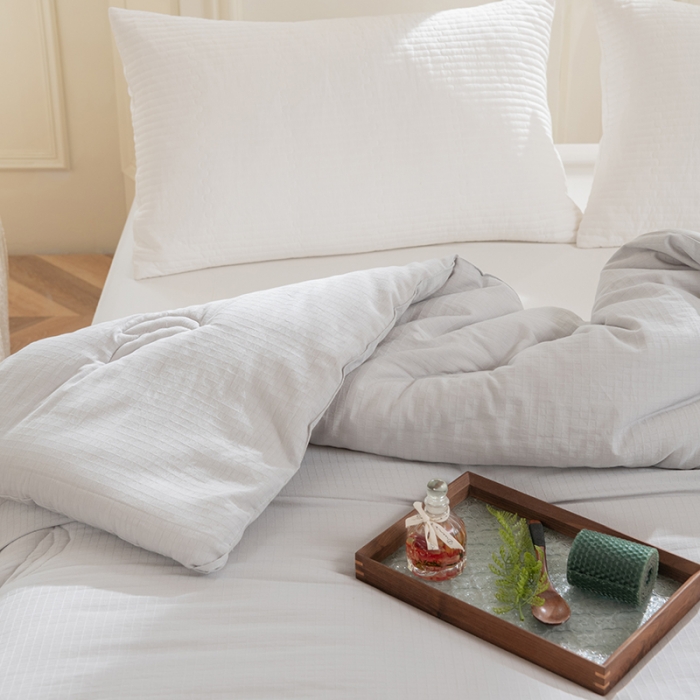 91家纺网 家纺一手货源 找家纺 久典 2022新款40支原棉华夫格大豆被春秋被冬被夏被高级灰