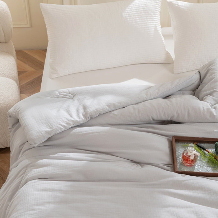 91家纺网 家纺一手货源 找家纺 久典 2022新款40支原棉华夫格大豆被春秋被冬被夏被高级灰