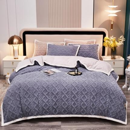 91家纺网 家纺一手货源 找家纺 席之家 22秋冬加厚保暖塔芙绒牛奶绒四件套直播爆款 雾霾蓝