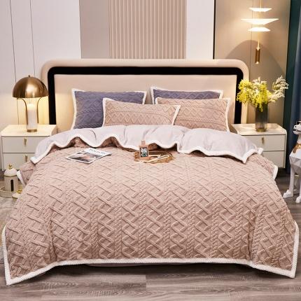 91家纺网 家纺一手货源 找家纺 （总）席之家 2023秋冬加厚保暖塔芙绒牛奶绒四件套直播爆款