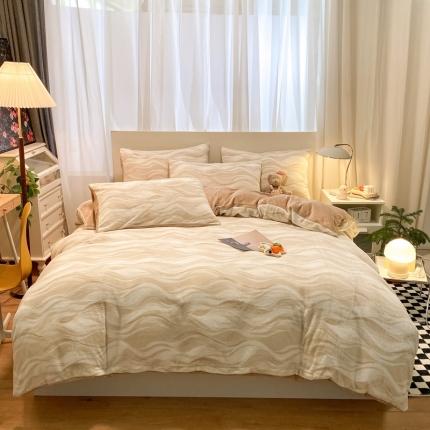 91家纺网 家纺一手货源 找家纺 桃子家居 2022新款ins轻奢简约北欧加厚牛奶绒系列四件套 德芙