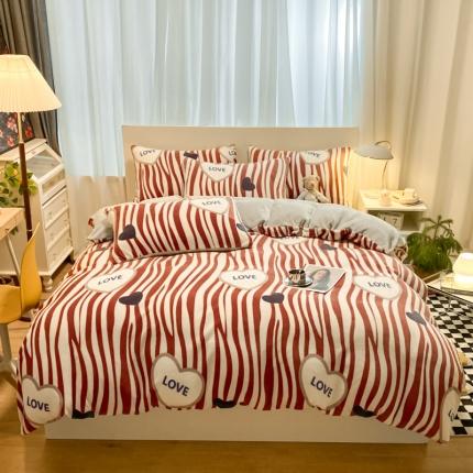 桃子 2022款ins轻奢简约北欧加厚牛奶绒系列四件套 倾心