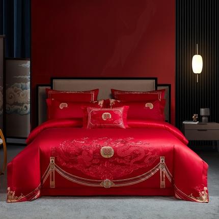 91家纺网 家纺一手货源 找家纺 总高大尚2022新款长绒棉AB版婚庆多件套-盛世华妆