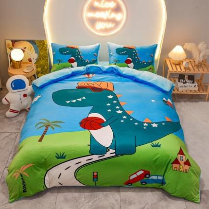 91家纺网 家纺一手货源 找家纺 总3 ds生活馆2022新款大版卡通水晶绒牛奶绒珊瑚绒三件套四件套