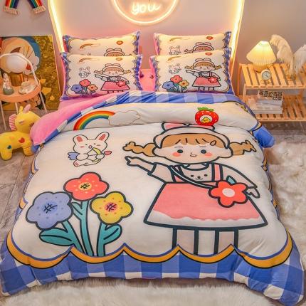 91家纺网 家纺一手货源 找家纺 总3 ds生活馆2022新款大版卡通水晶绒牛奶绒珊瑚绒三件套四件套