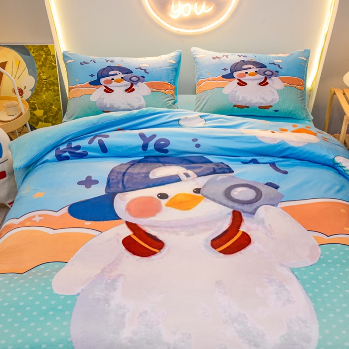 91家纺网 家纺一手货源 找家纺 总3 ds生活馆2022新款大版卡通水晶绒牛奶绒珊瑚绒三件套四件套