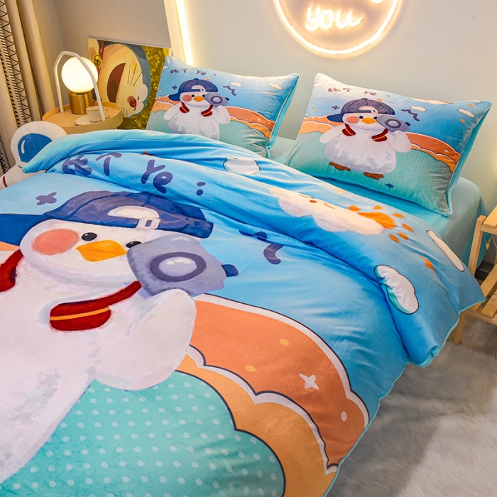 91家纺网 家纺一手货源 找家纺 总3 ds生活馆2022新款大版卡通水晶绒牛奶绒珊瑚绒三件套四件套