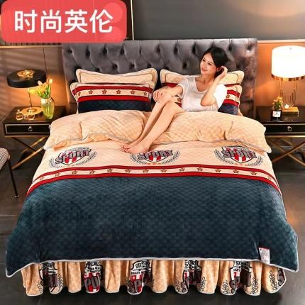 富之航2022直播9斤加厚牛奶法莱绒金貂法兰绒四件套时尚英伦