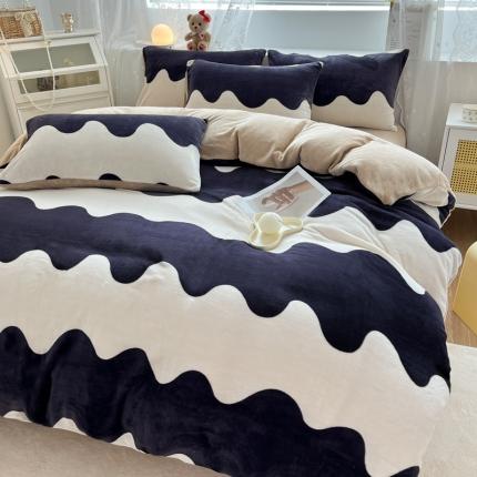 91家纺网 家纺一手货源 找家纺 花漾2023新款无印极简风牛奶绒四件套 文颂