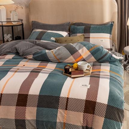 91家纺网 家纺一手货源 找家纺 花漾2023新款无印极简风牛奶绒四件套 自由格调