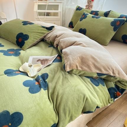 91家纺网 家纺一手货源 找家纺 花漾2023新款无印极简风牛奶绒四件套 赫本