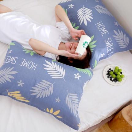 91家纺网 家纺一手货源 找家纺 朴尔 2022新款柔棉花间风系列三层纱布枕巾（一对） 橄榄枝兰（52*78）