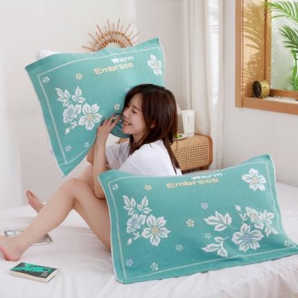 91家纺网 家纺一手货源 找家纺 （总）朴尔 2022新款柔棉花间风系列三层纱布枕巾（一对）