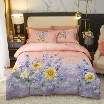 惠居家 2022大版全棉磨毛四件套中国风花卉秋月午后