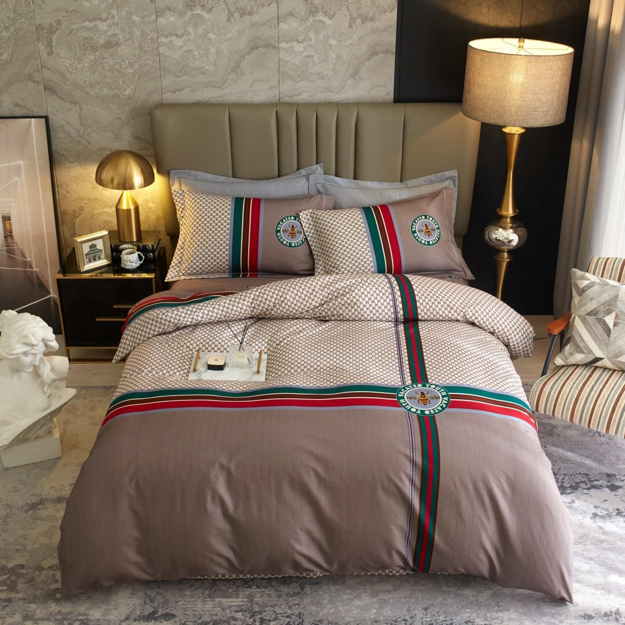 91家纺网 家纺一手货源 找家纺 惠居家 2022大版全棉磨毛四件套中国风花卉时光偶遇 咖