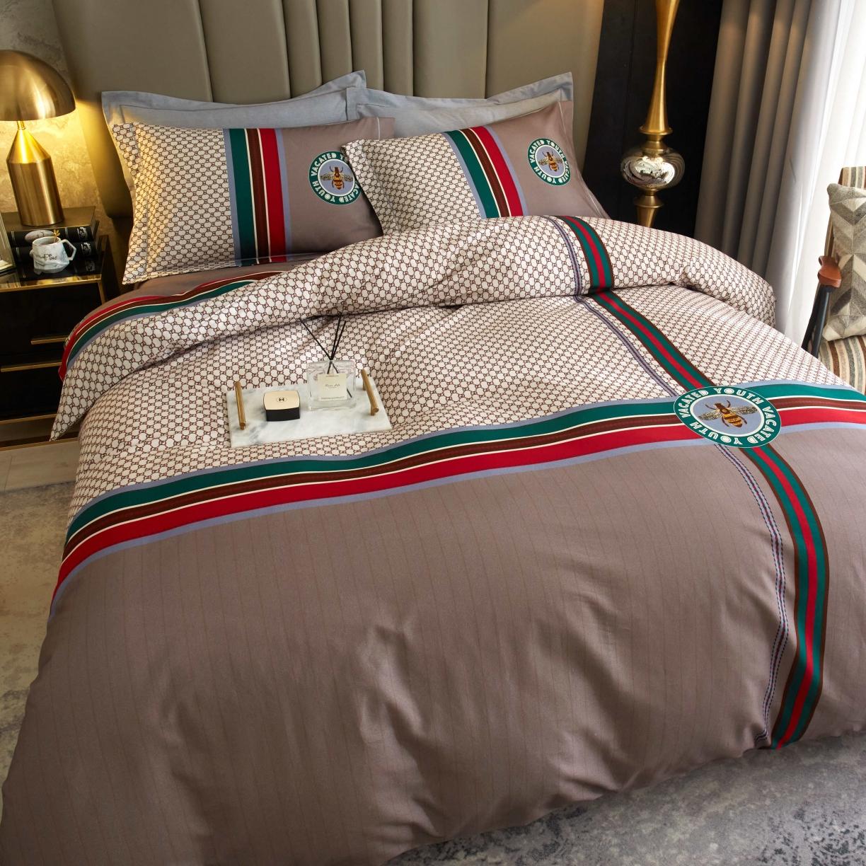 91家纺网 家纺一手货源 找家纺 惠居家 2022大版全棉磨毛四件套中国风花卉时光偶遇 咖