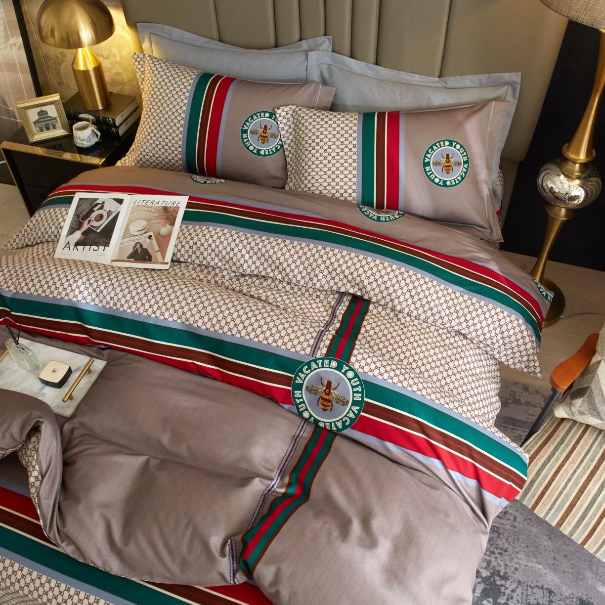 91家纺网 家纺一手货源 找家纺 惠居家 2022大版全棉磨毛四件套中国风花卉时光偶遇 咖