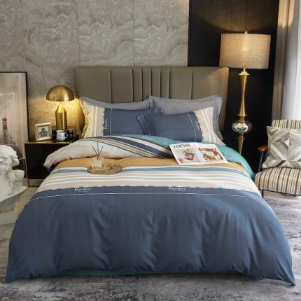 91家纺网 家纺一手货源 找家纺 惠居家 2022大版全棉磨毛四件套中国风花卉休闲一派 绿