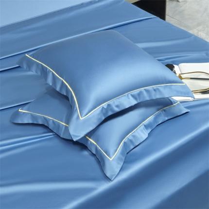 八十八家纺 贡缎新疆长绒棉全面素色单品系列-枕套 宾利蓝